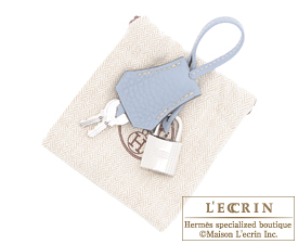 Hermes　Birkin bag 25　Blue lin　Togo leather　Silver hardware