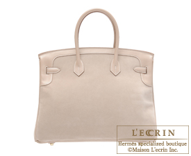 Hermes　Birkin bag 35　Argile　Grizzly leather/Swift leather leather　Champagne gold