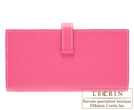 Hermes　Bearn Soufflet　Rose tyrien/Hot pink　Epsom leather　Silver hardware