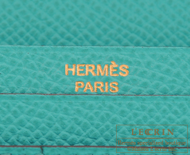 Hermes　Bearn Soufflet　Blue paon　Epsom leather　Gold hardware