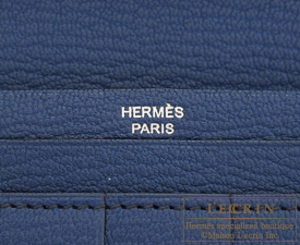 Hermes　Bearn Soufflet　Blue hydra/Blue saphir　Chevre myzore goatskin　Silver hardware