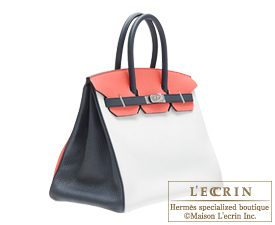 Hermes　Birkin bag 35　White/Bleu obscur/Rose jaipur　Clemence leather　MattSilver hardware