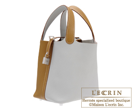 Hermes　Picotin Lock casaque bag PM　Kraft/Pearl grey　Clemence leather　Silver hardware