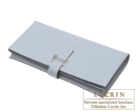 Hermes　Bearn Soufflet　Blue lin　Epsom leather　Silver hardware