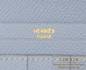 Hermes　Bearn Soufflet　Blue lin/Linen blue　Epsom leather　Gold hardware