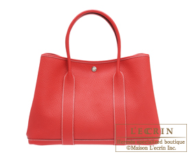 Hermes　Garden Party bag 36/PM　Rouge casaque　Country leather　Silver hardware