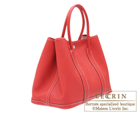 Hermes　Garden Party bag 36/PM　Rouge casaque　Country leather　Silver hardware