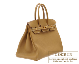 Hermes　Birkin bag 35　Kraft/Kraft beige　Clemence leather　Gold hardware
