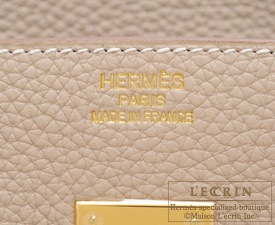 Hermes　Birkin bag 35　Argile beige　Clemence leather　Gold hardware