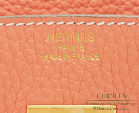 Very rare Hermes Kelly 40 clemence leather in the color crevette
