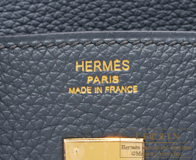 Hermes Kelly 25 Blue Orage Y7 Togo Leather Handstitched SHW