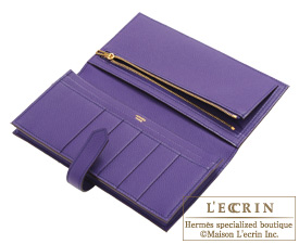 Hermes　Bearn Soufflet　Crocus　Epsom leather　Gold hardware