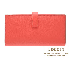 Hermes　Bearn Soufflet　Rose jaipur　Epsom leather　Silver hardware