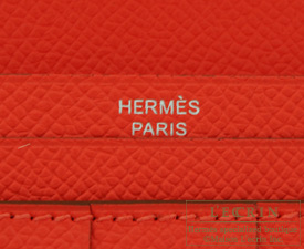 Hermes　Bearn Soufflet　Rose jaipur　Epsom leather　Silver hardware