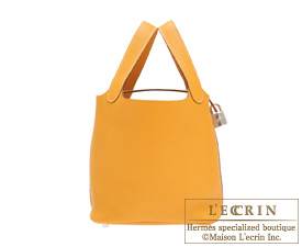 Hermes　Picotin Lock bag 18/PM　Moutarde/Mustard yellow　Clemence leather　Silver hardware