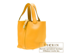 Hermes　Picotin Lock bag 18/PM　Moutarde/Mustard yellow　Clemence leather　Silver hardware