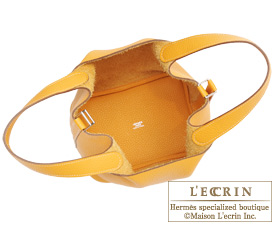 Hermes　Picotin Lock bag 18/PM　Moutarde/Mustard yellow　Clemence leather　Silver hardware