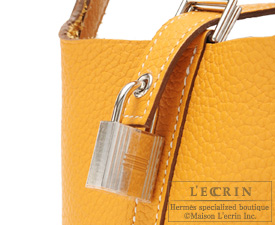 Hermes　Picotin Lock bag 18/PM　Moutarde/Mustard yellow　Clemence leather　Silver hardware