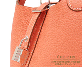 Hermes　Picotin Lock bag 18/PM　Crevette/Crevette pink　Clemence leather　Silver hardware
