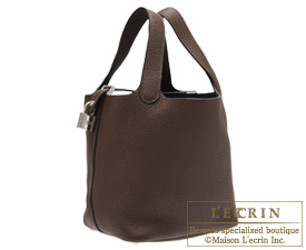 Hermes　Picotin Lock bag 18/PM　Chocolat　Clemence leather　Silver hardware