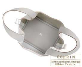 Hermes　Picotin Lock casaque bag PM　White/Pearl grey　Clemence leather　Silver hardware