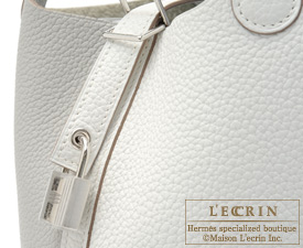Hermes　Picotin Lock casaque bag 18/PM　White/Pearl grey　Clemence leather　Silver hardware