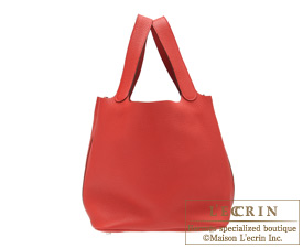 Hermes　Picotin Lock bag GM　Rouge casaque/Bright red　Clemence leather　Silver hardware