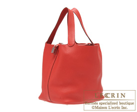 Hermes　Picotin Lock bag GM　Rouge casaque/Bright red　Clemence leather　Silver hardware