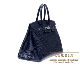 Hermes　Birkin bag 30　Blue abysse/Abyss blue　Porosus crocodile skin　Silver hardware