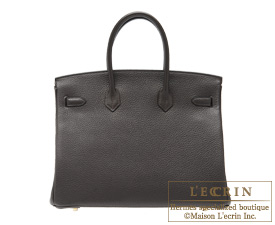 Hermes　Birkin bag 35　Ebene/Ebony　Clemence leather　Gold hardware