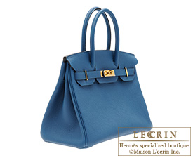 Hermes Birkin bag 30 Blue de galice Togo leather Gold hardware