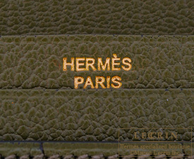Hermes　Bearn Soufflet　Canopee/Canopee green　Chevre myzore goatskin　Gold hardware