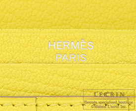 Hermes　Bearn Soufflet　Soufre/Soufre yellow　Chevre myzore goatskin　Silver hardware