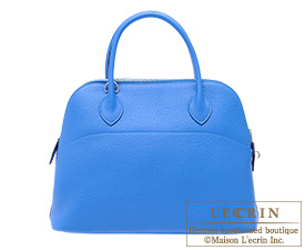 Hermes　Bolide bag 31　Blue hydra　Clemence leather　Silver hardware