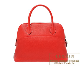 Hermes　Bolide bag 31　Rouge casaque　Clemence leather　Silver hardware