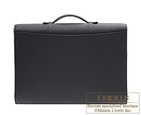 Hermes　Sac a depeche 41　briefcase　Black　Togo leather　Silver hardware