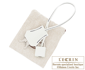 Hermes　Birkin bag 35　White/Blue indigo　Clemence leather　Matt silver hardware