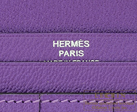 Hermes　Bearn Soufflet　Ultraviolet　Alligator　crocodile skin　Silver hardware