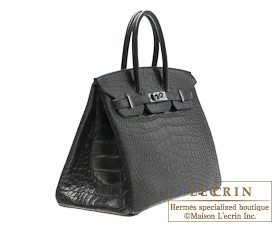 Hermes　Birkin bag 35　Black　Matt niloticus crocodile skin　Silver hardware
