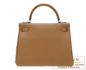 Hermes　Kelly bag 28　Alezan　Togo leather　Silver hardware