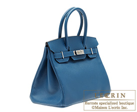 Hermes Birkin bag 30 Blue thalassa Epsom leather Silver hardware