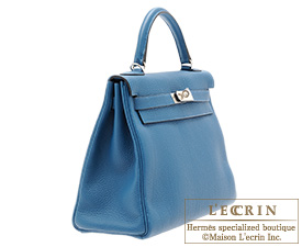 Hermes　Kelly bag 32　Blue de galice　Togo leather　Silver hardware