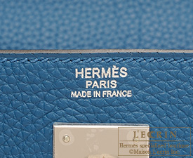Hermes　Kelly bag 32　Blue de galice　Togo leather　Silver hardware