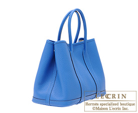Hermes　Garden Party bag 30/TPM　Blue hydra　Country leather　Silver hardware