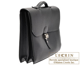 Hermes Sac a depeche 38 briefcase Black Togo leather Silver