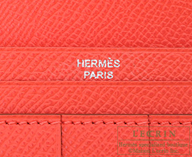 Hermes　Bearn Soufflet　White/Rose jaipur　Epsom leather　Silver hardware