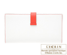 Hermes　Bearn bi-fold wallet　White/Rose jaipur　Epsom leather　Silver hardware