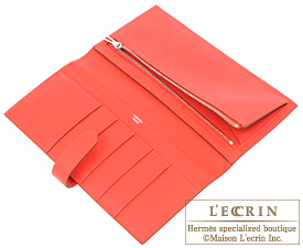 Hermes　Bearn bi-fold wallet　White/Rose jaipur　Epsom leather　Silver hardware