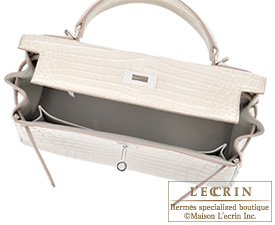 Hermes Kelly Touch bag 28 Retourne Beton Togo leather/ Matt alligator  crocodile skin Silver hardware