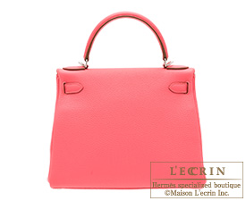 Hermes　Kelly bag 28　Rose lipstick　Togo leather　Silver hardware